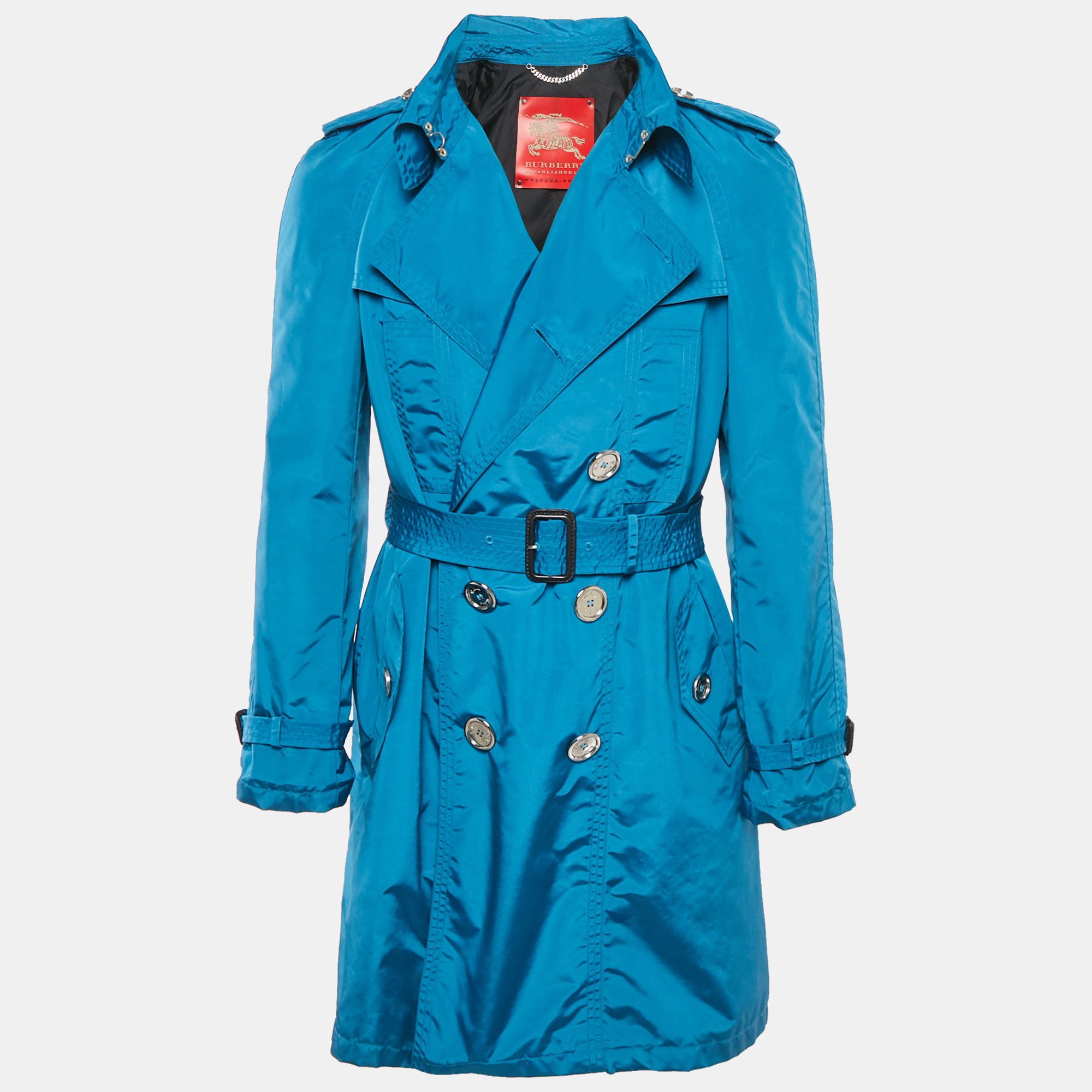 

Burberry Prorsum Teal Blue Synthetic Trench Coat M