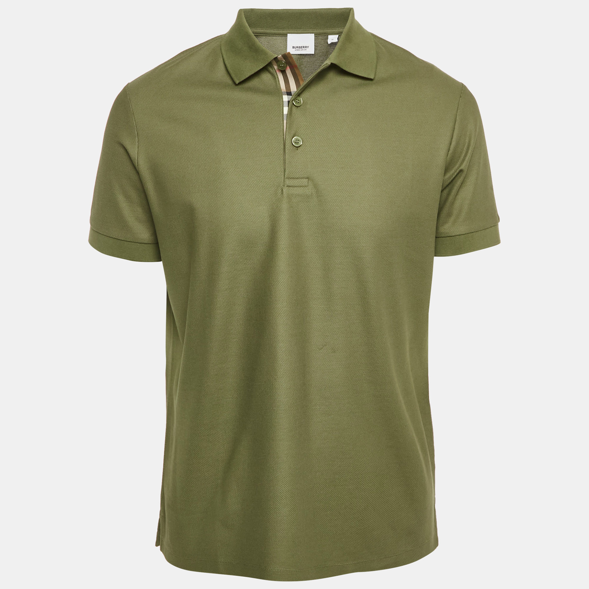 Burberry Green Pique Cotton Polo T-Shirt M