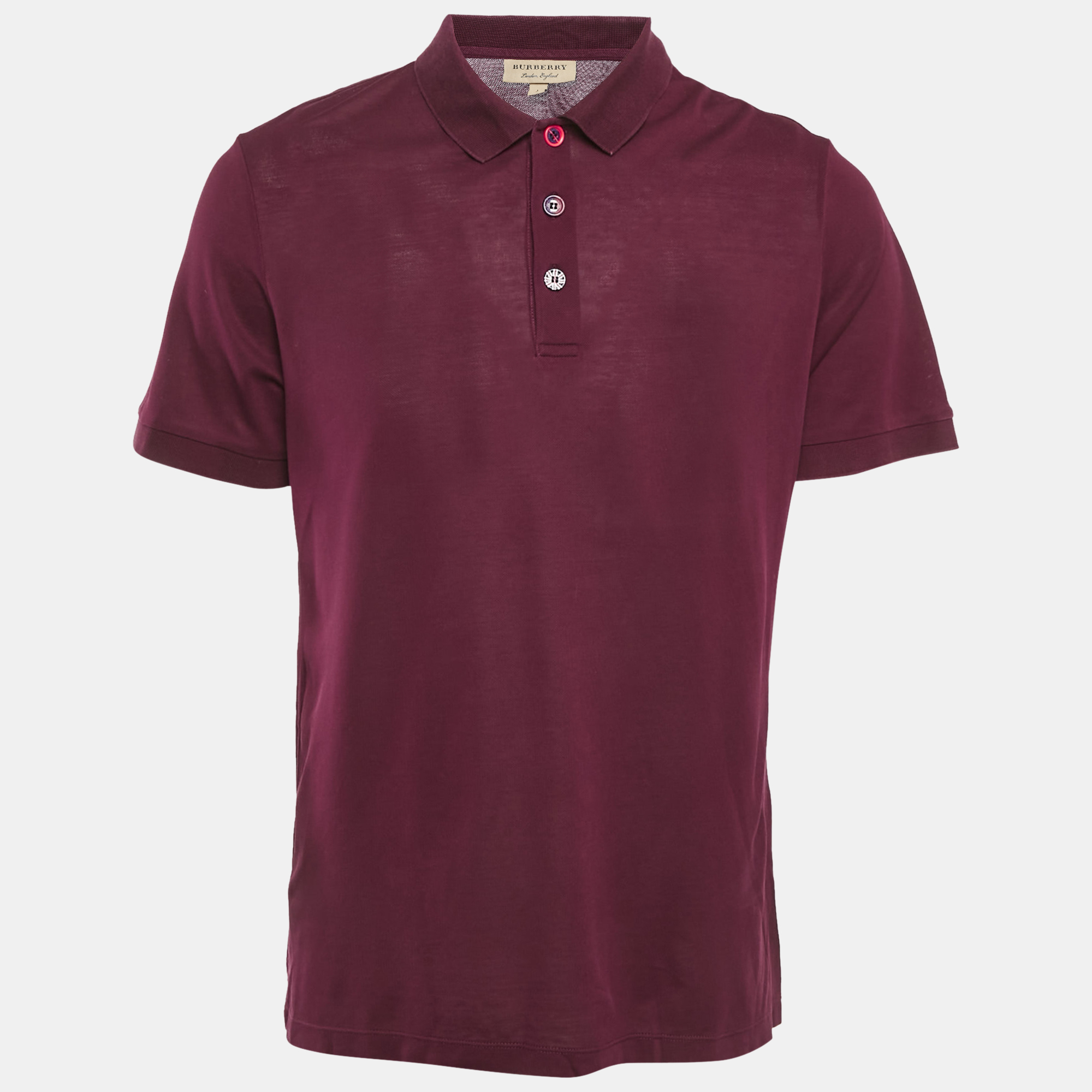 

Burberry Burgundy Cotton Pique Knit Polo T-Shirt L