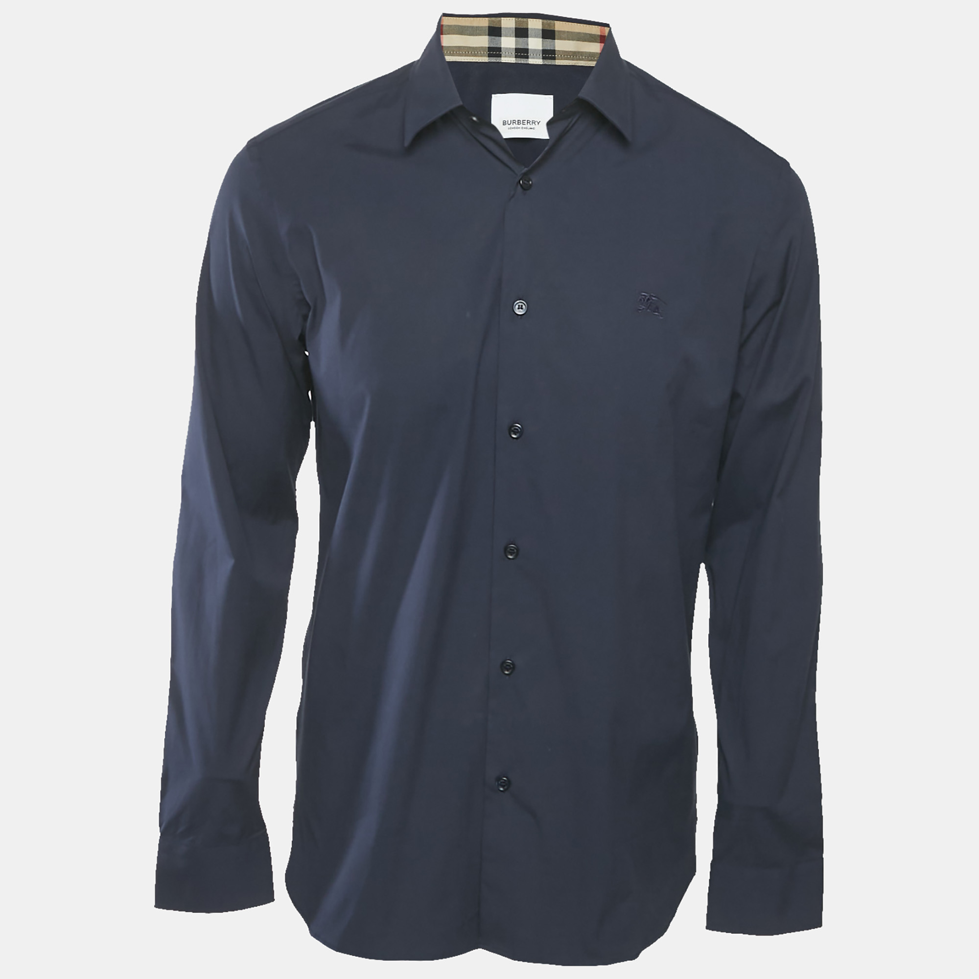 

Burberry Navy Blue Cotton Button Front Shirt M