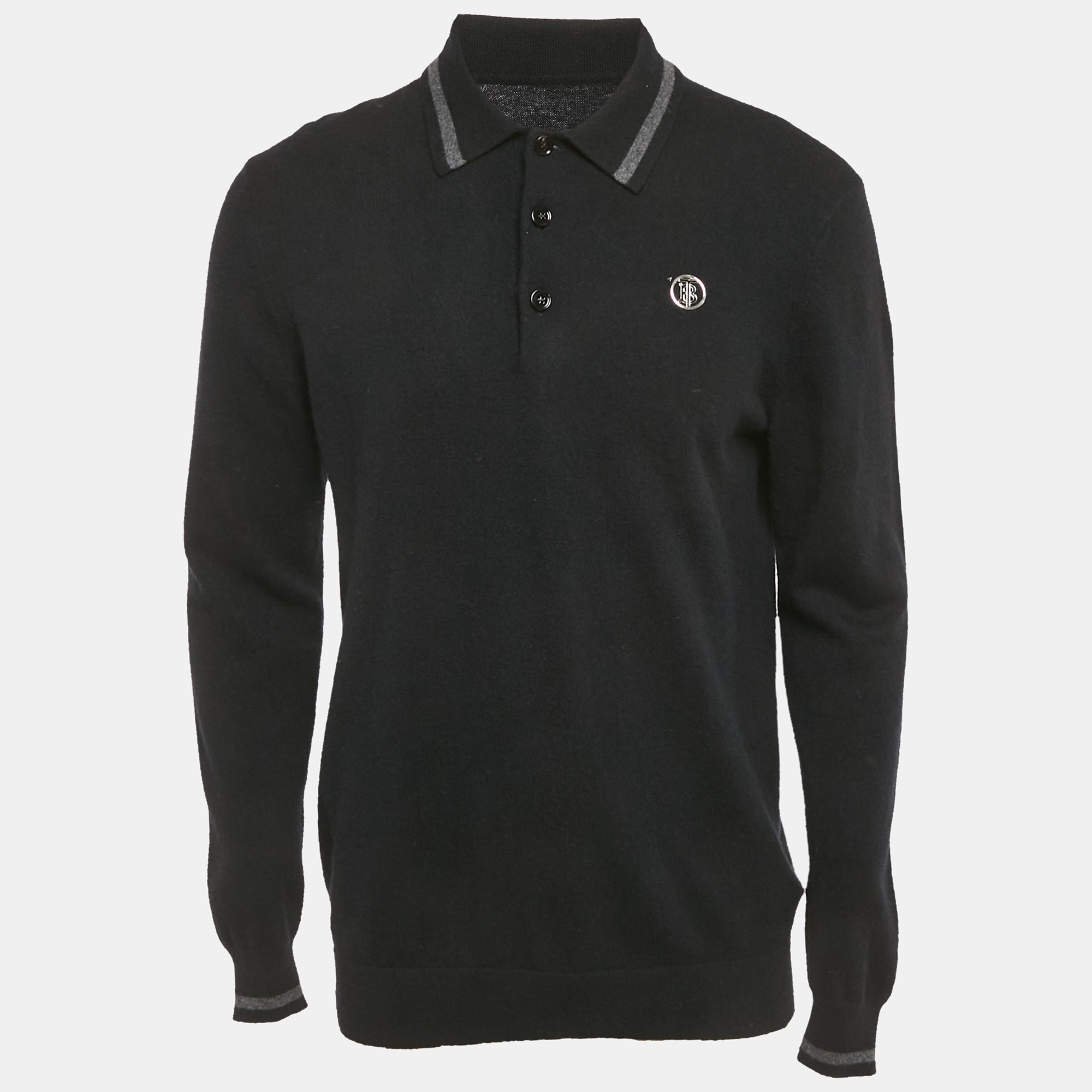 Burberry Black Cashmere Logo Detail Long Sleeve Sweater M