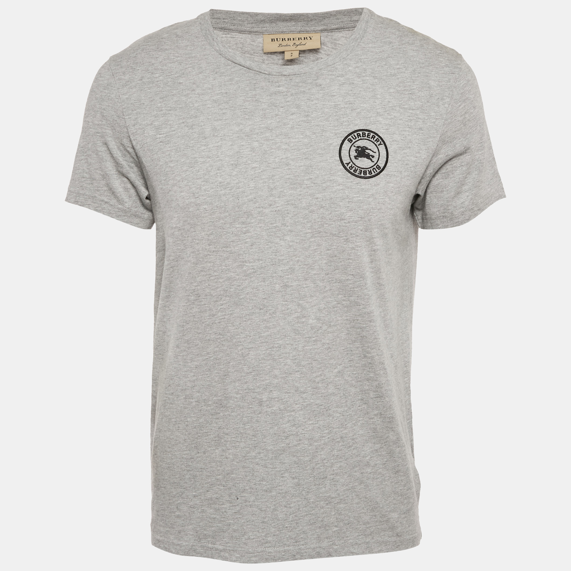 

Burberry Grey Melange Embroidered Jersey Crewneck T-Shirt S