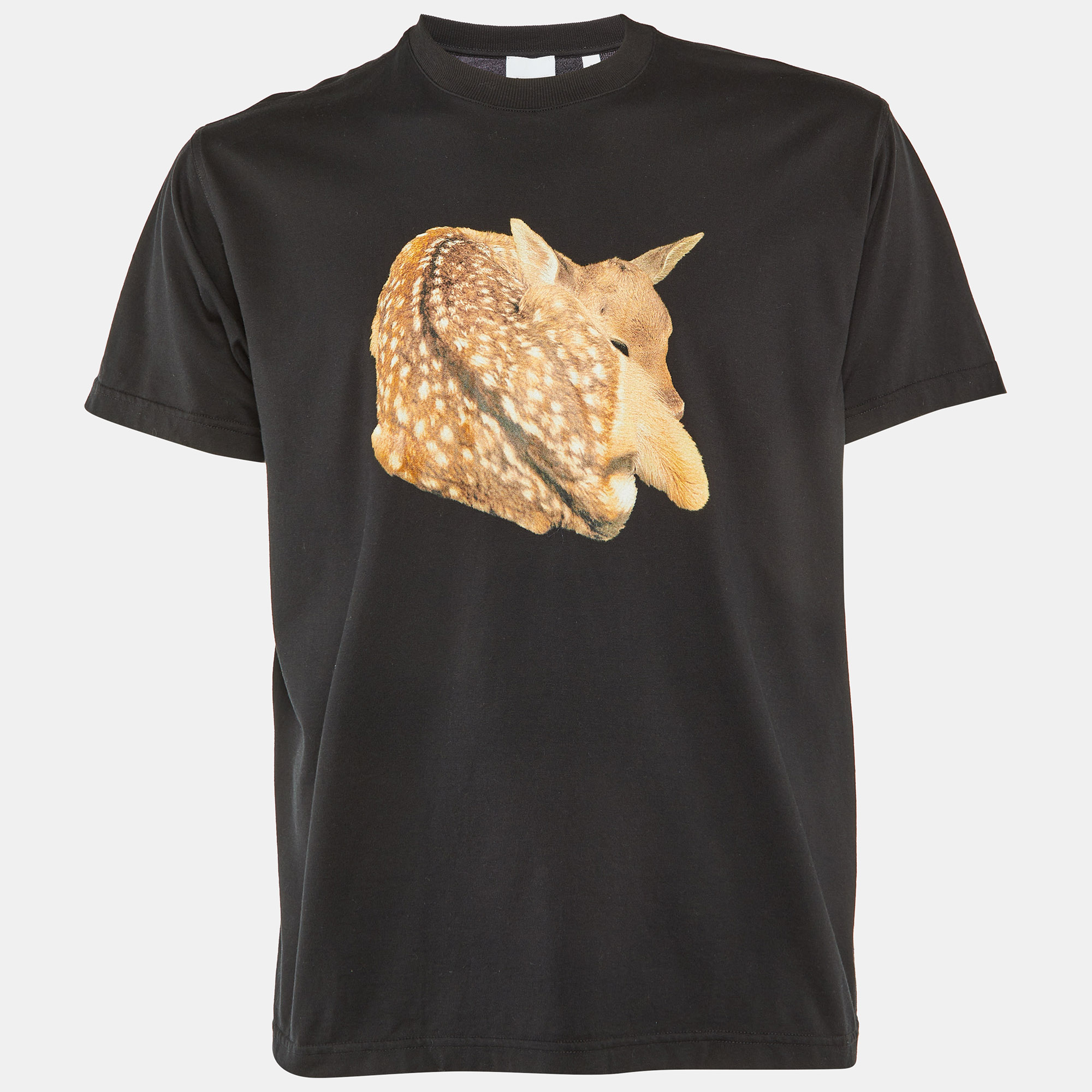 

Burberry London Black Animal Print Cotton Crew Neck T-Shirt XS