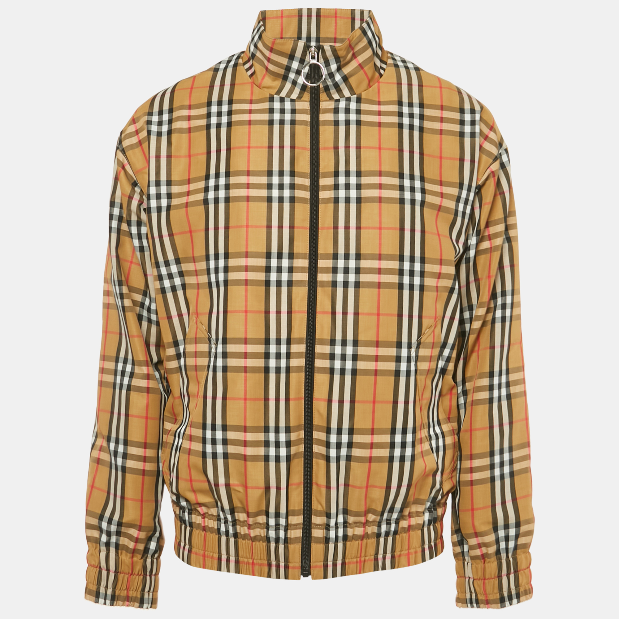 

Burberry Brown House Checks Synthetic Zip-Up Jacket M