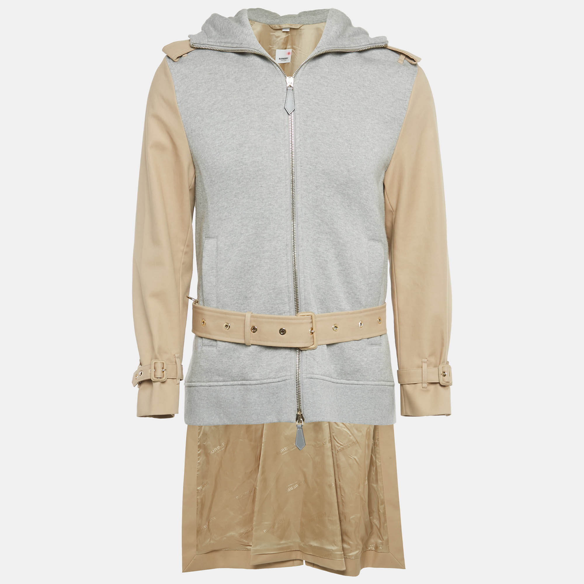 

Burberry Beige /Grey Cotton Hooded Trench Coat XS