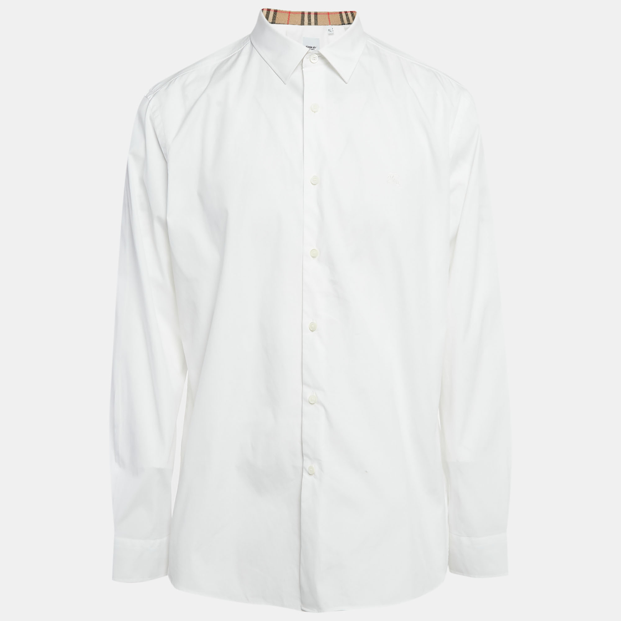 Burberry White Cotton Vintage Check Detail Shirt XXL