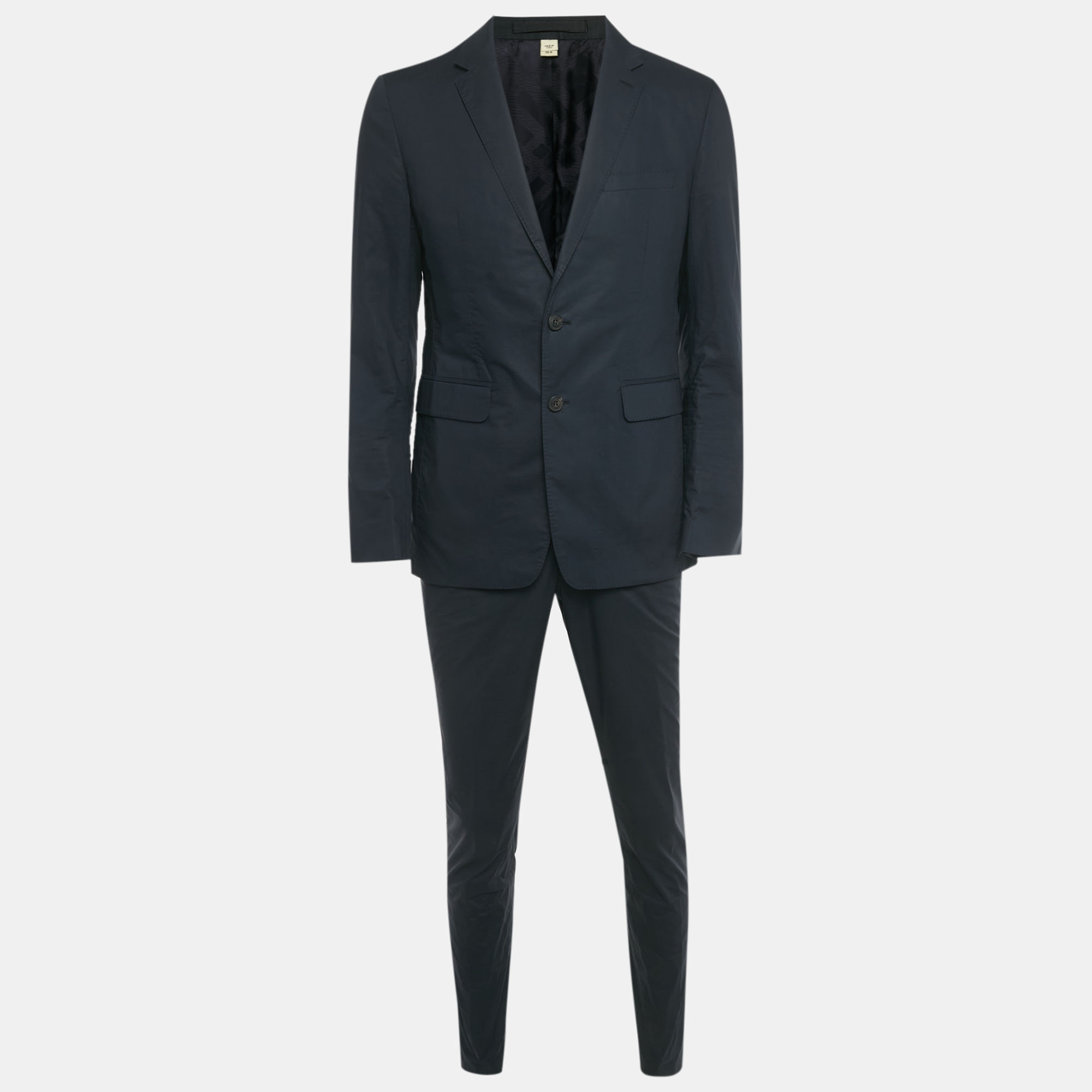 Burberry Navy Blue Cotton Regular Fit Pants Suit Set L/M