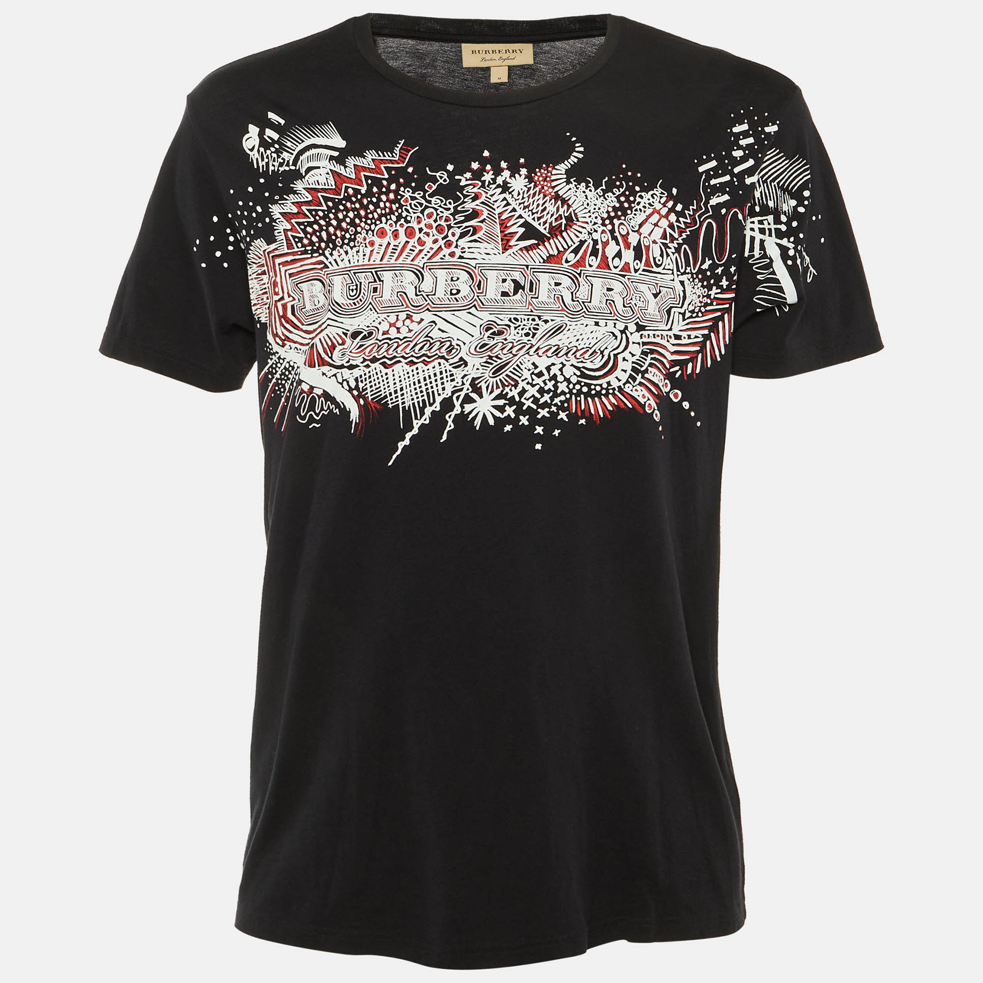 

Burberry Black Printed Cotton T-Shirt M