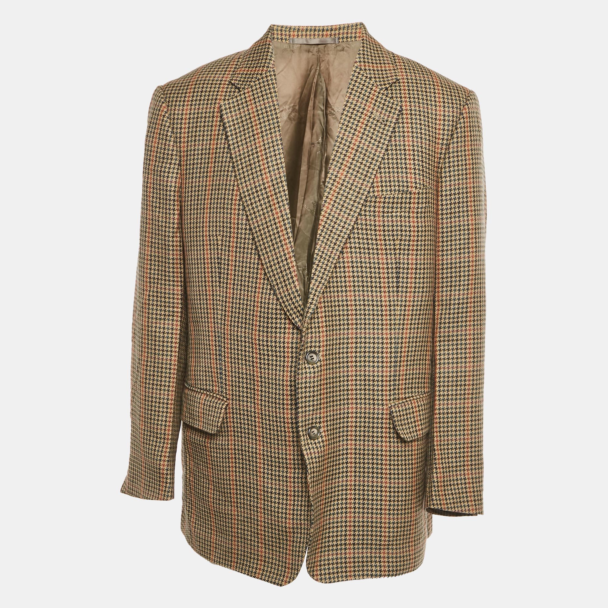 

Burberry Multicolor Houndstooth Wool Single Breasted Blazer XL