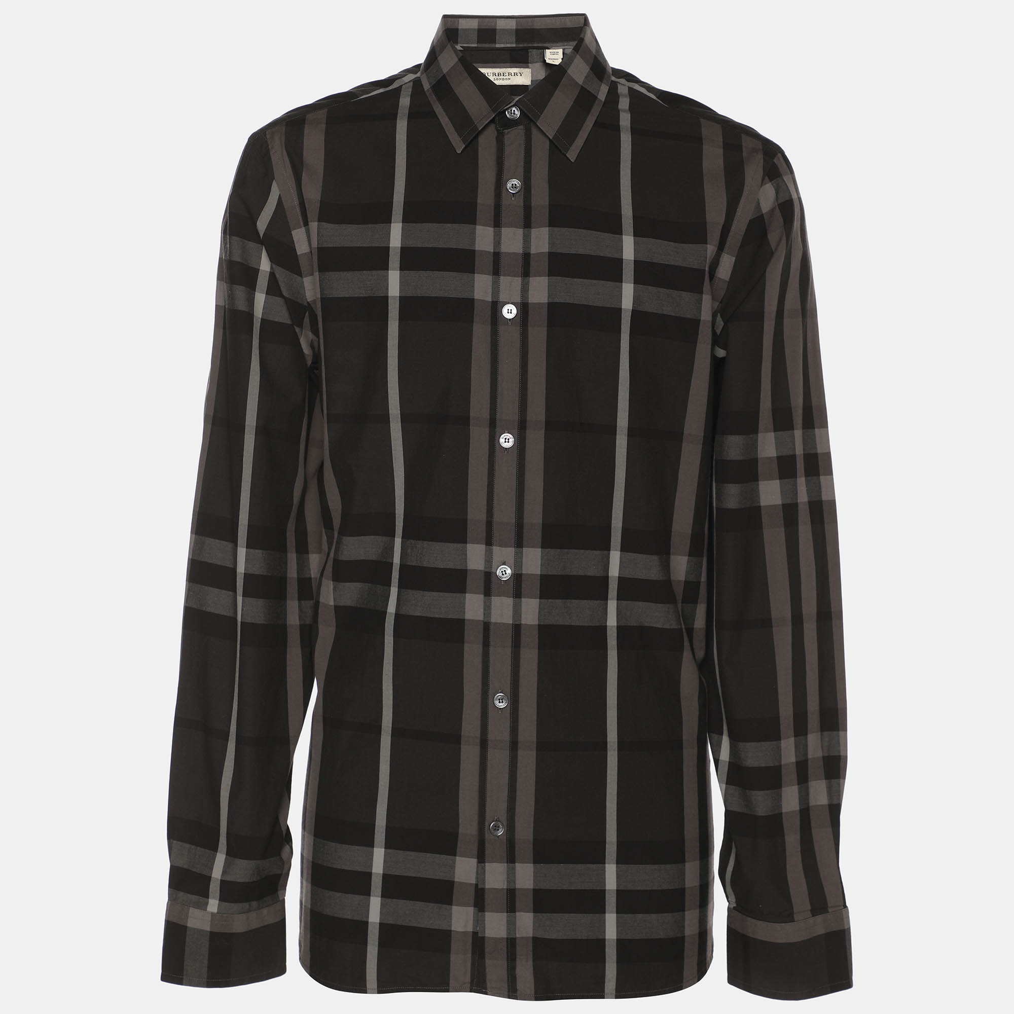 

Burberry Grey/Black Nova Check Cotton Long Sleeve Shirt L