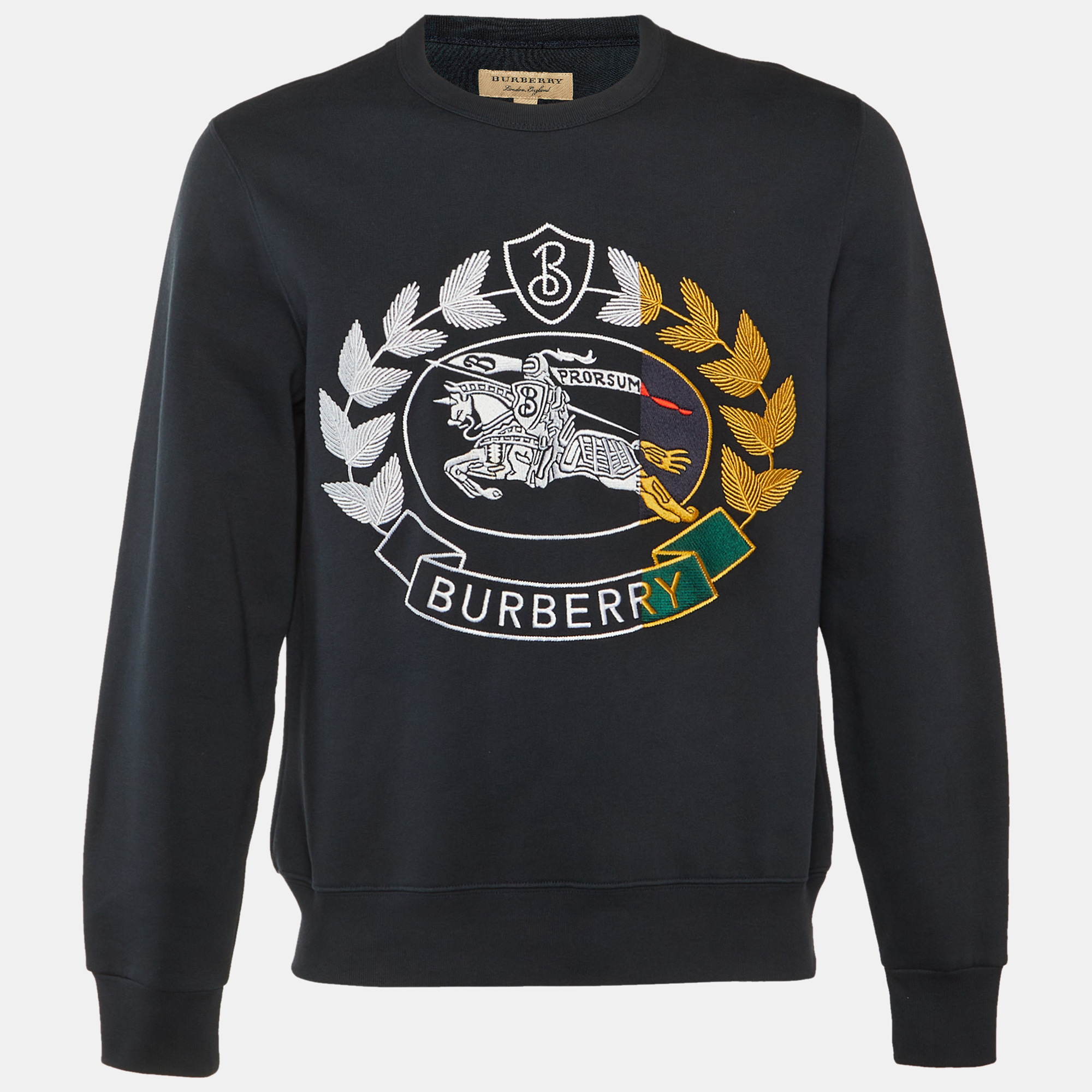 

Burberry Midnight Blue Cotton Logo Embroidered Renshaw Sweatshirt S, Navy blue