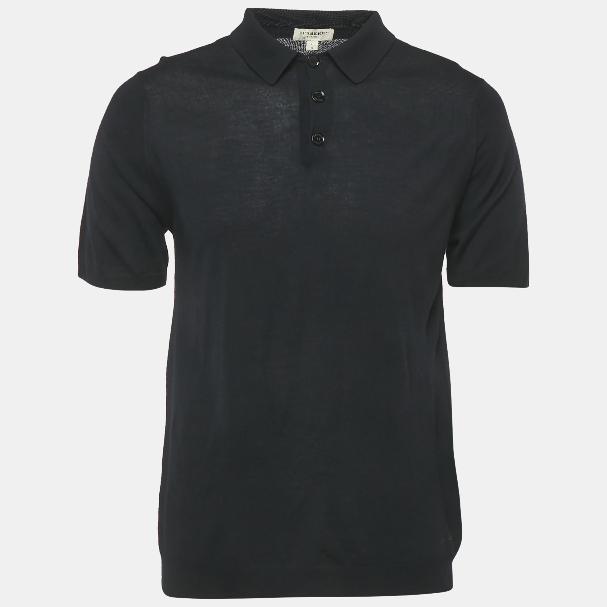 

Burberry Navy Blue Wool Knit Polo T-Shirt L