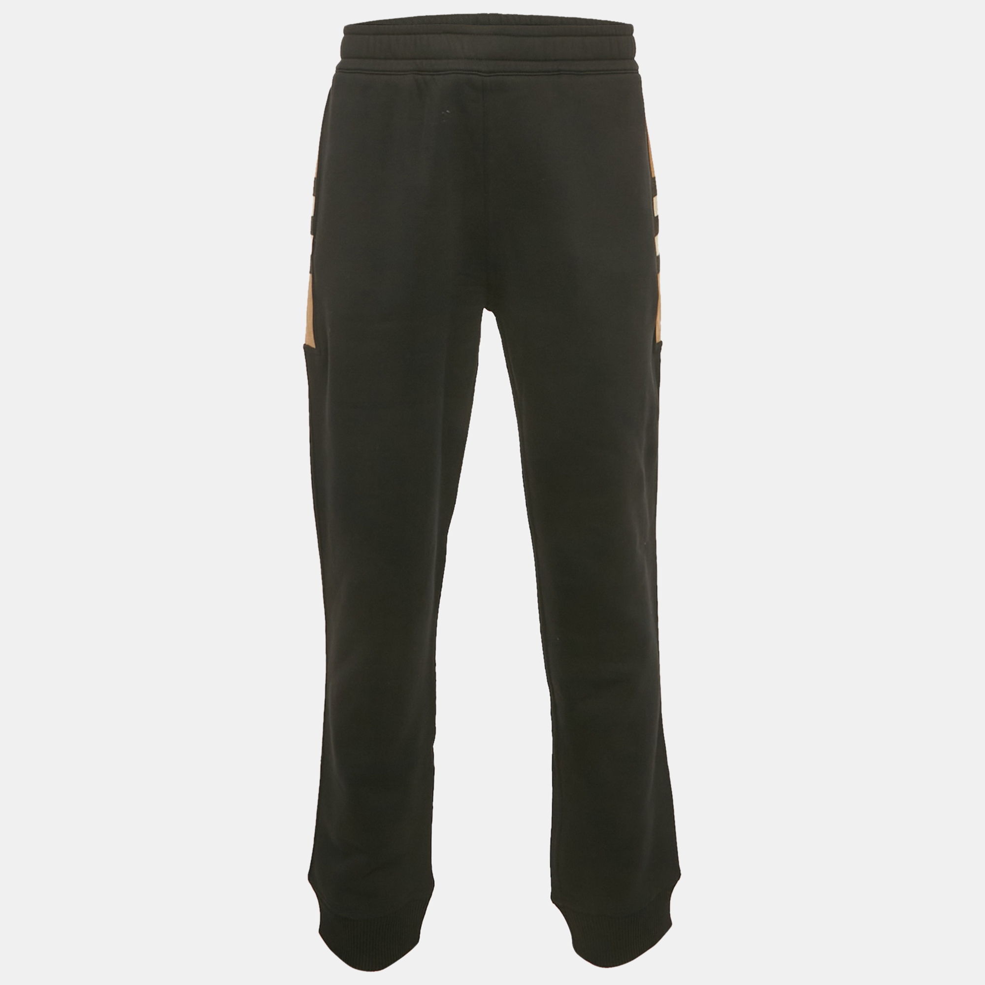 

Burberry Black Checks Trim Cotton Joggers XXL