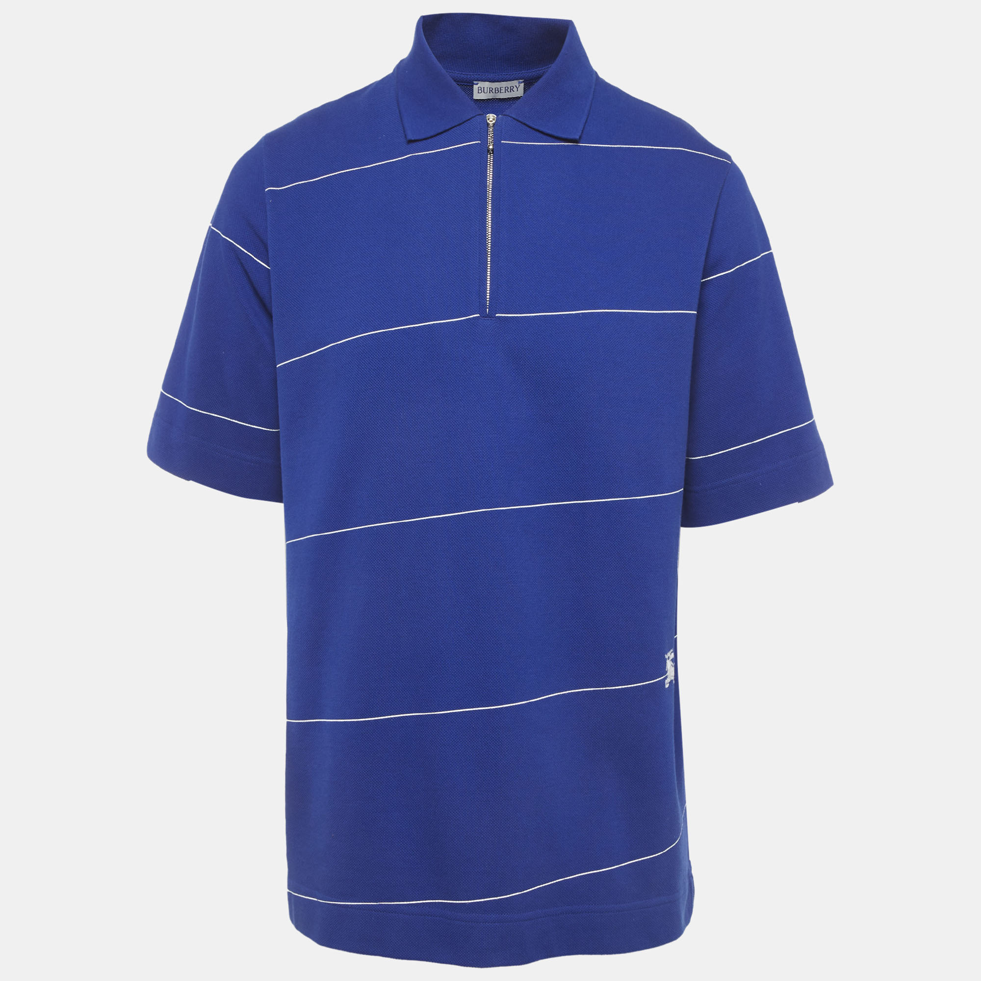 

Burberry Blue Striped Pique Polo T-Shirt M