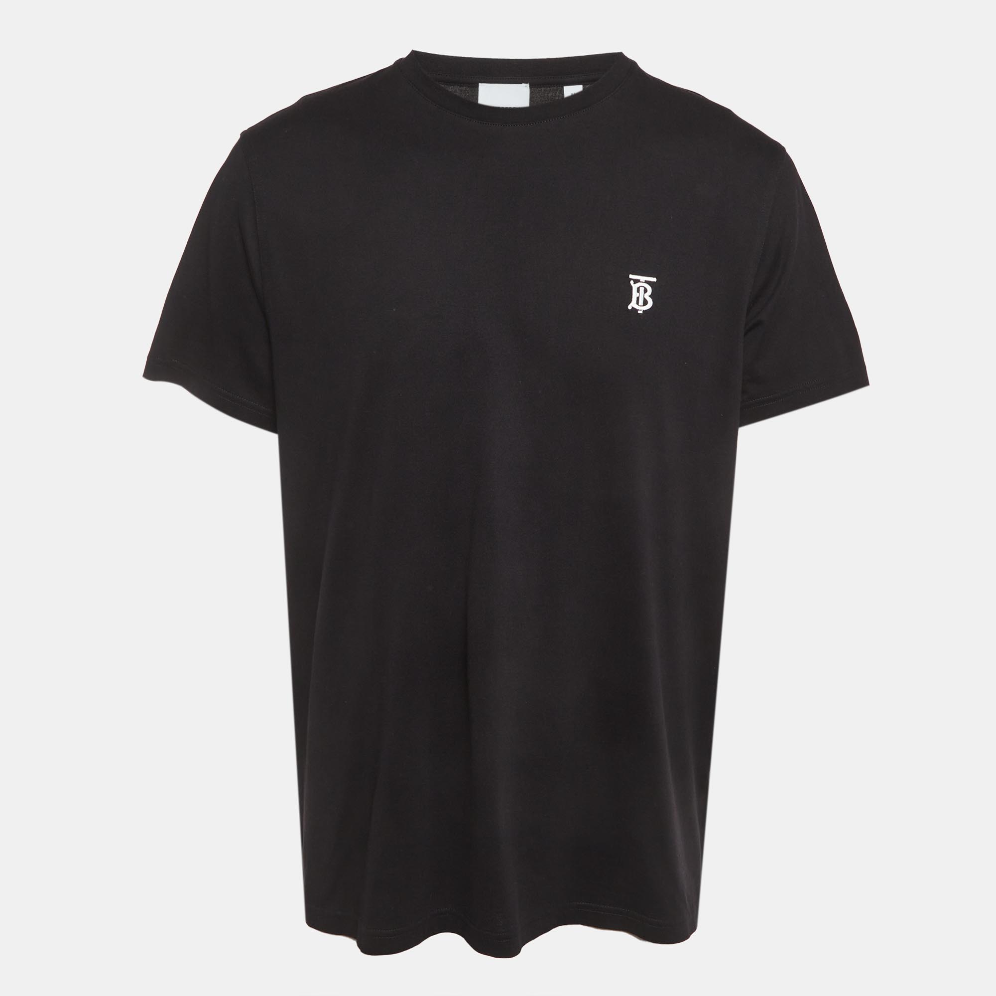

Burberry Black Logo Embroidered Cotton T-Shirt XL