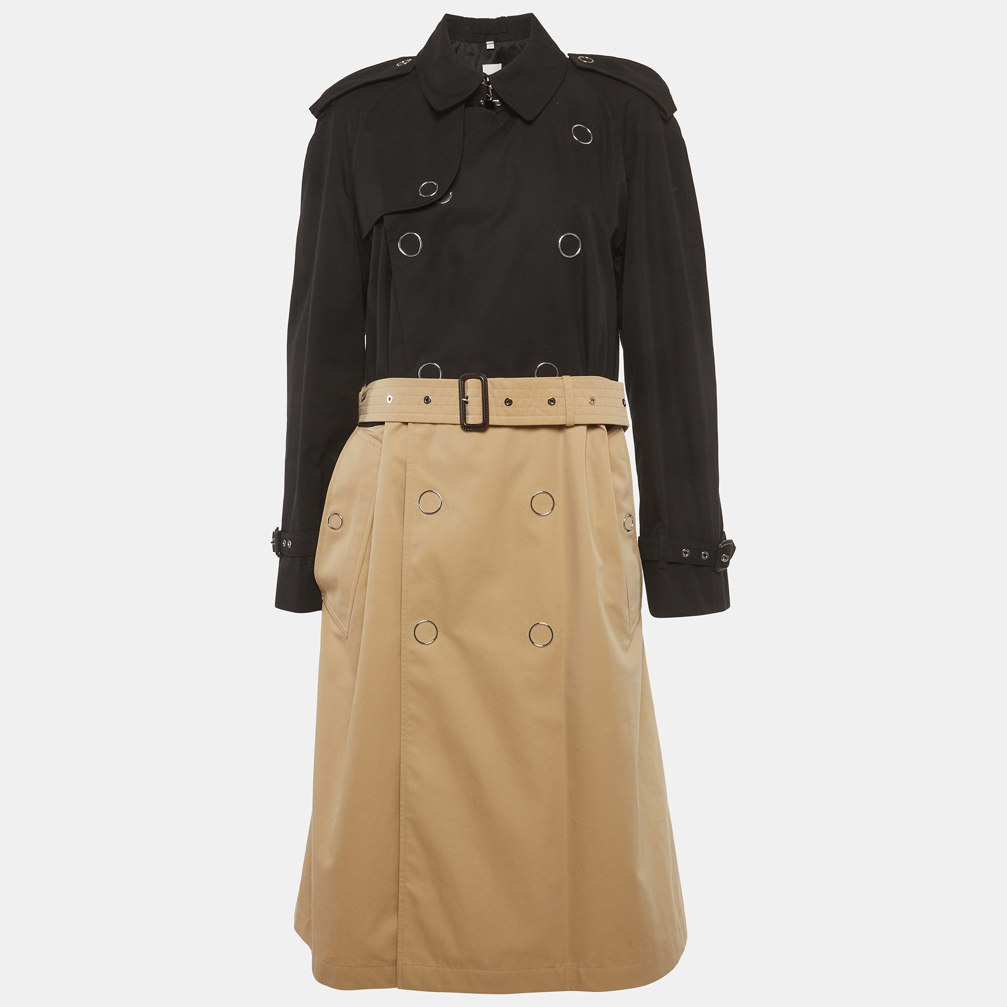 

Burberry Black/Beige Gabardine Two Tone Trench Coat XS