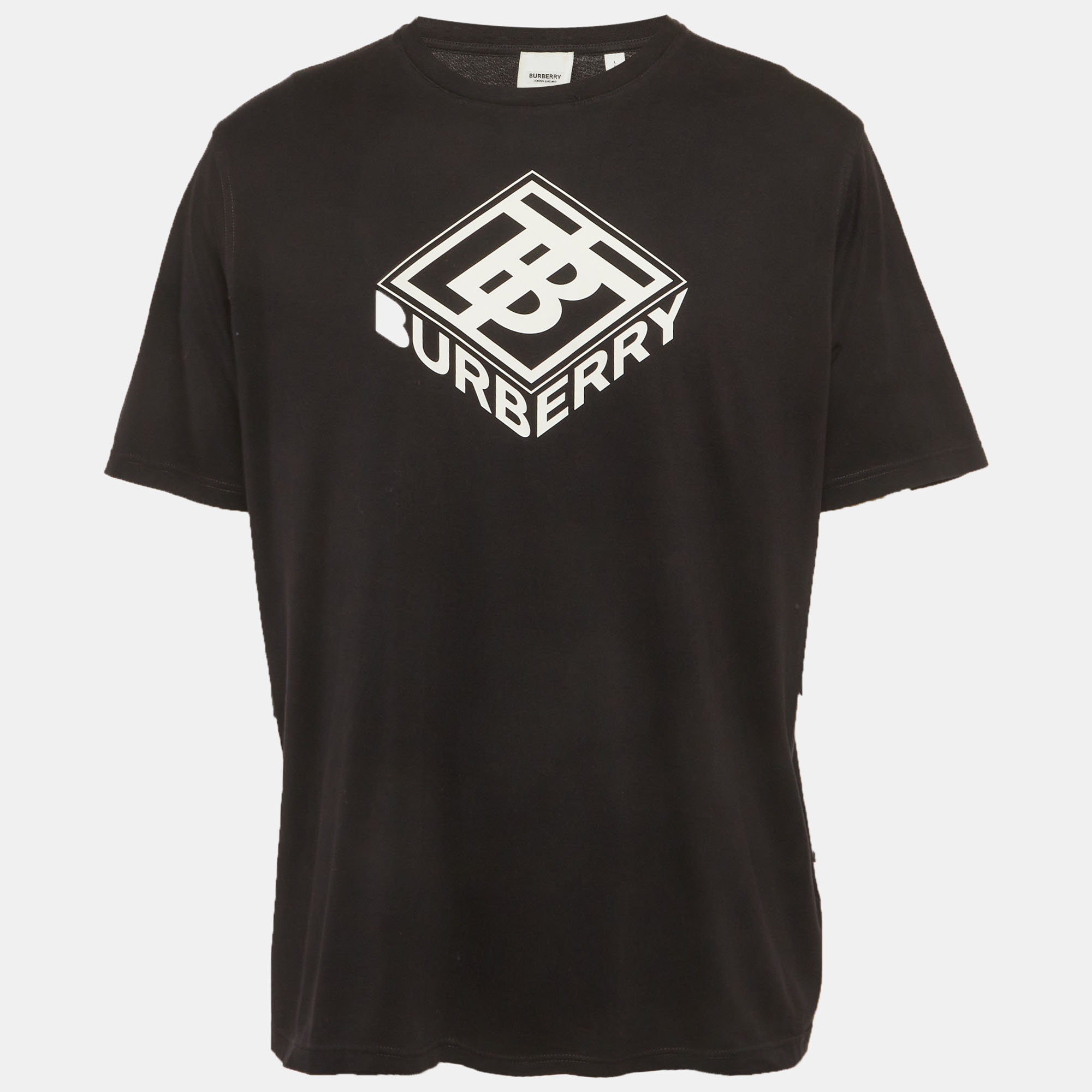

Burberry Black Logo Print Jersey Crew Neck T-Shirt L