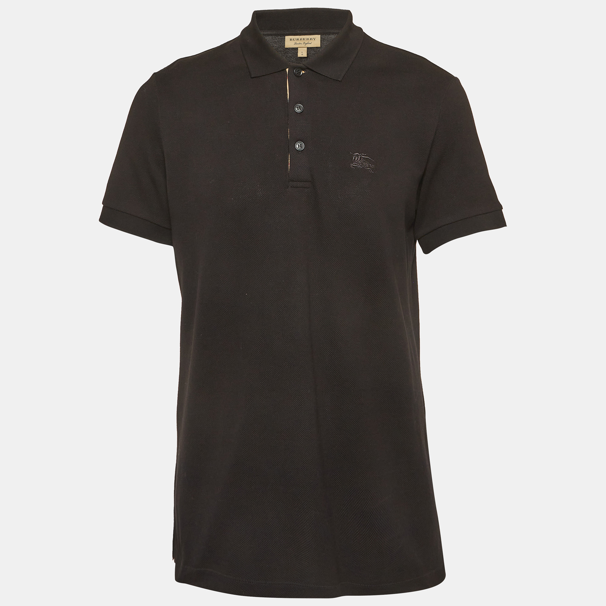 

Burberry Black Cotton Pique Polo T-Shirt L
