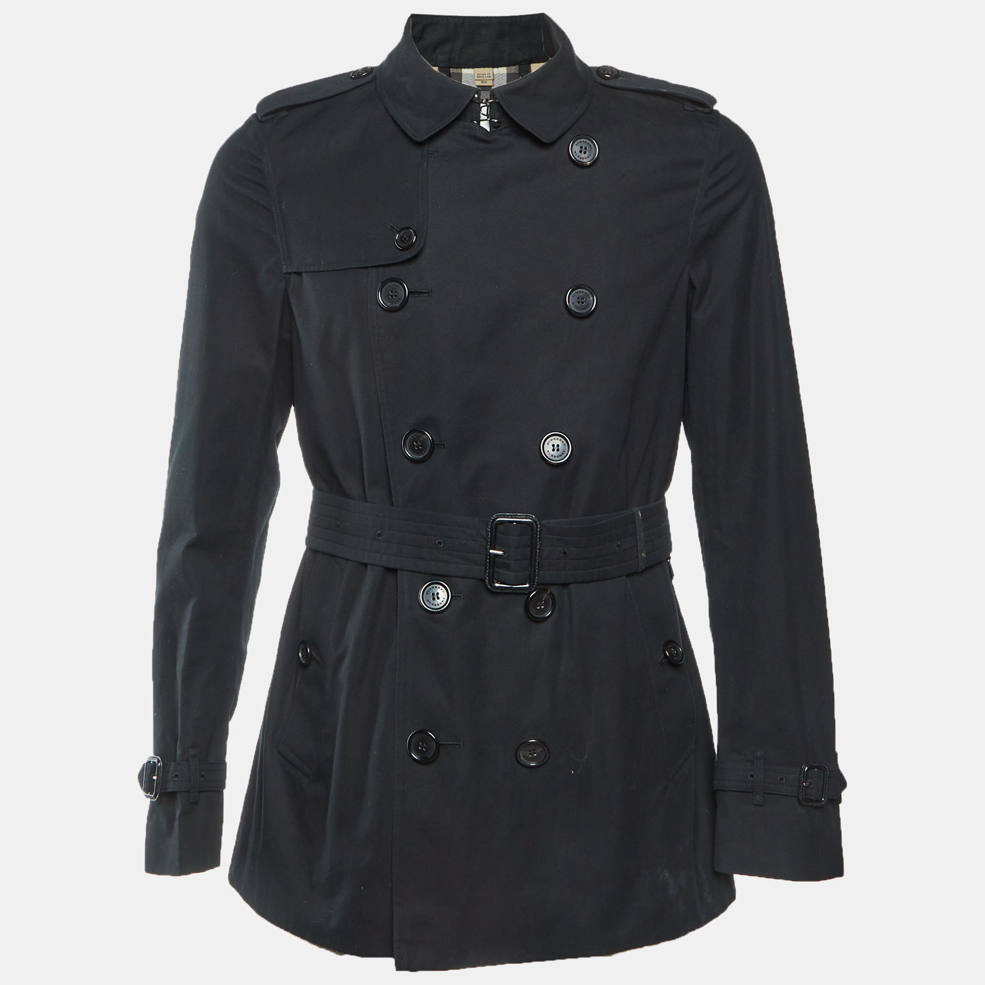 

Burberry Black Cotton The Sandringham Double Breasted Coat L