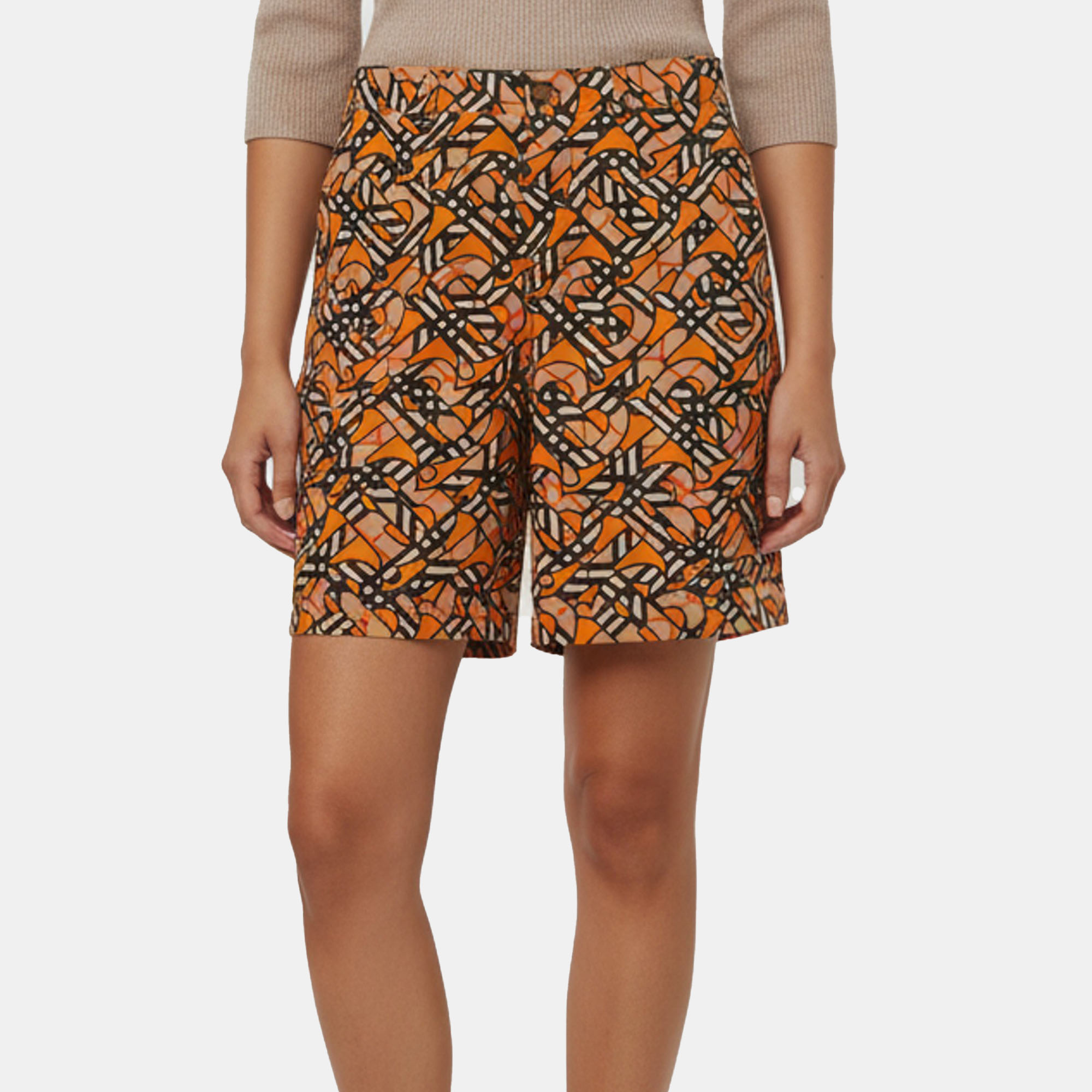 

Burberry Multicolour Monogram Print Stretch Cotton Bermuda Shorts M, Multicolor