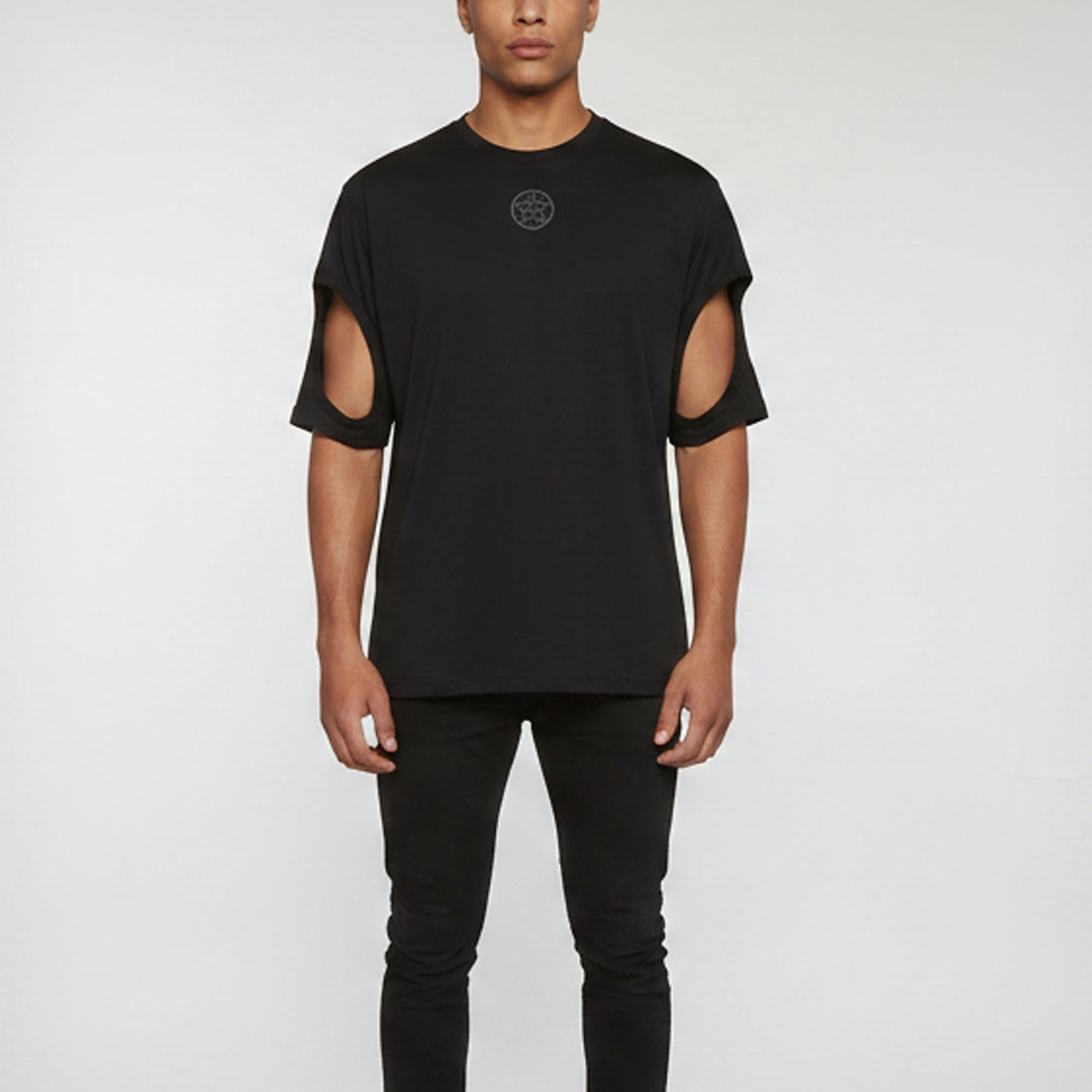

Burberry Black Printed jersey Cut Out Sleeve Detail T-Shirt