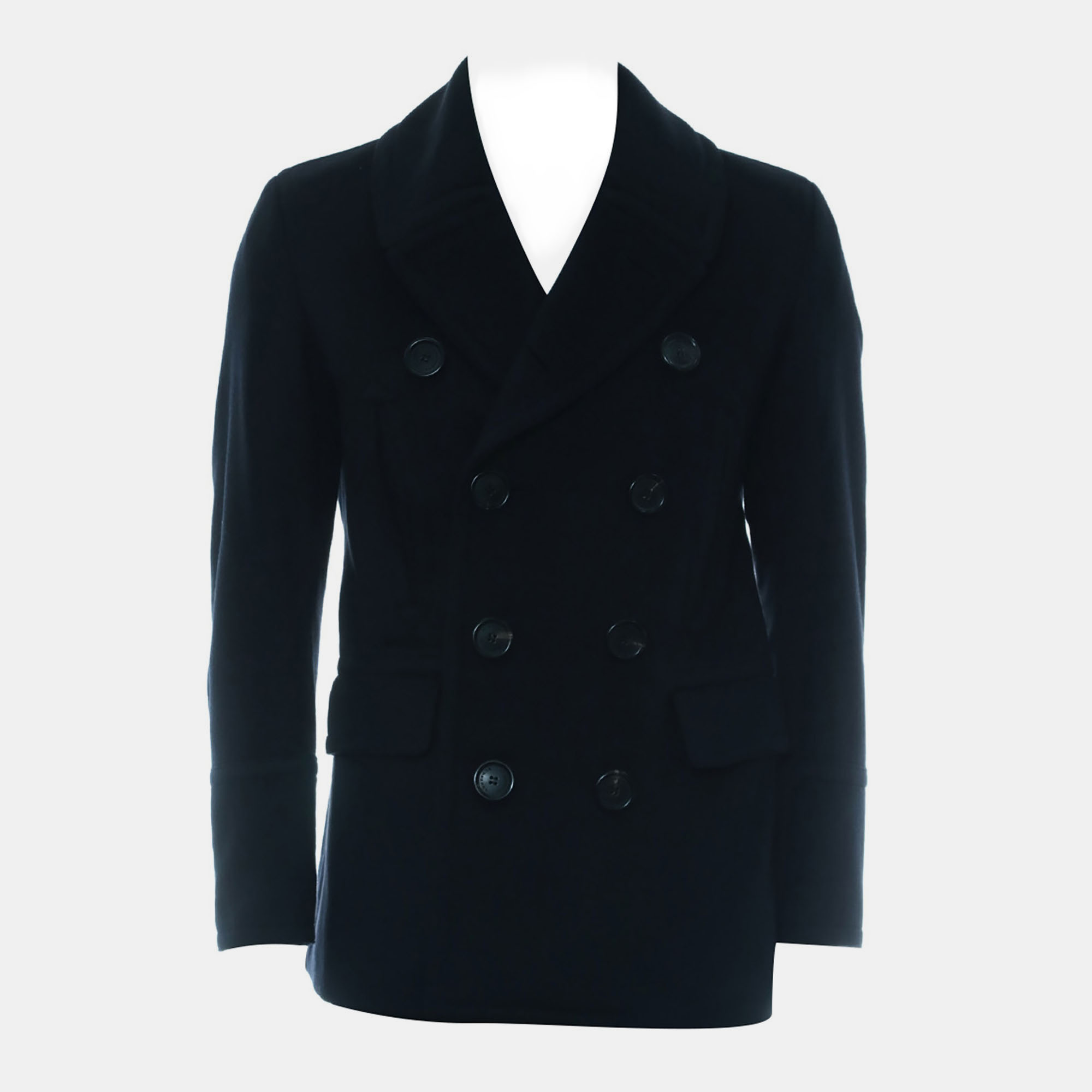 Pre-owned Burberry Wool Peacoat In Blue