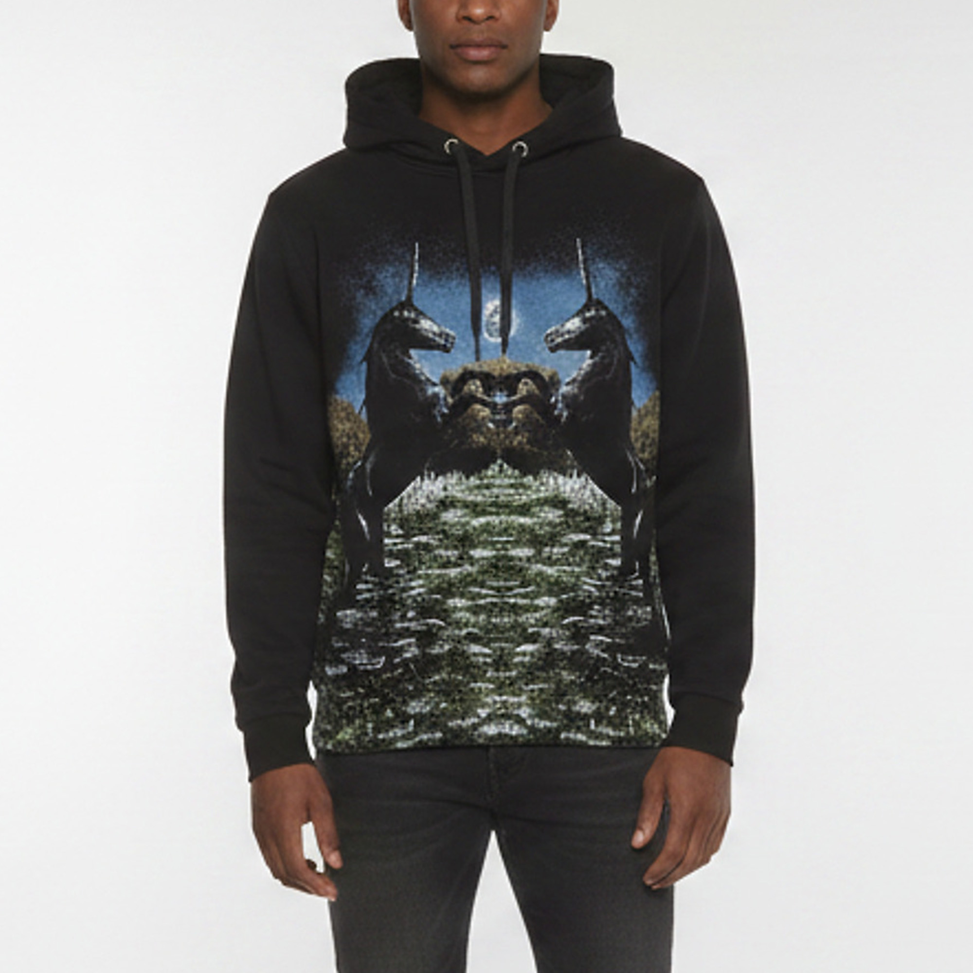 

Burberry "Unicorn Meadow" Graphic Print Cotton Hoodie S, Black