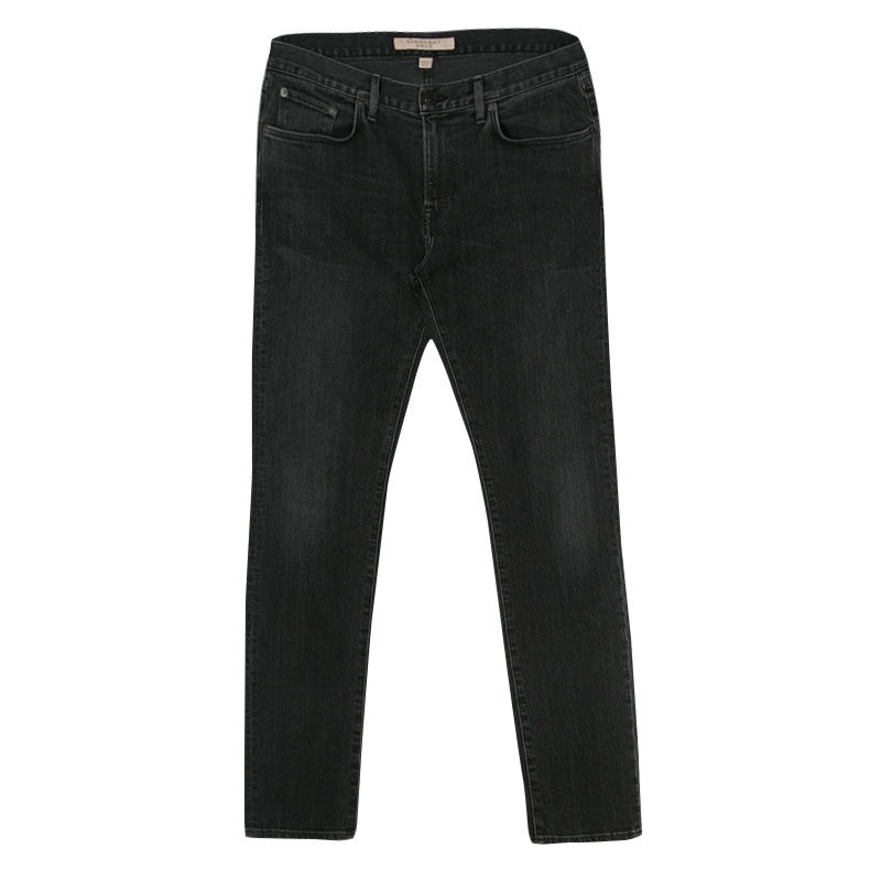 Burberry Brit Dark Grey Faded Effect Denim Slim Fit Jeans M