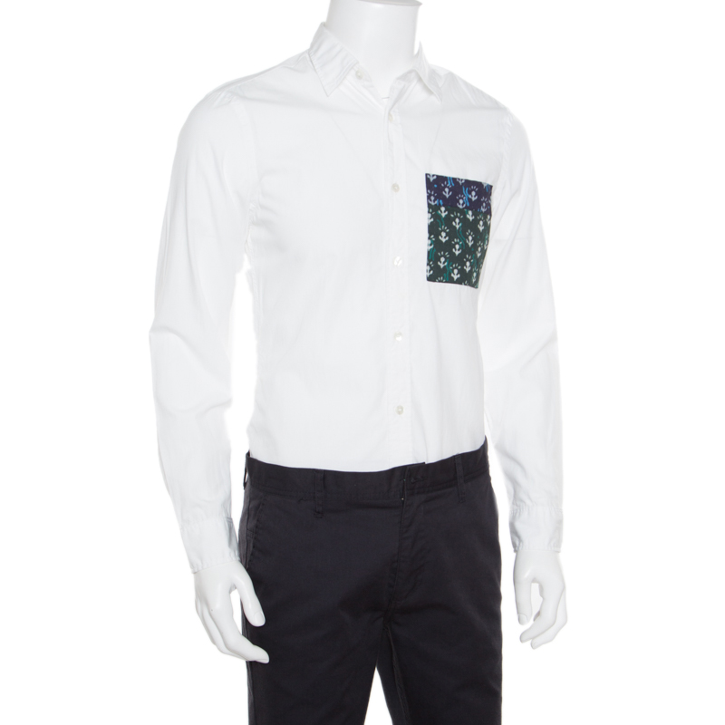 

Burberry Brit White Cotton Contrast Pocket Detail Full Sleeves Owen Shirt