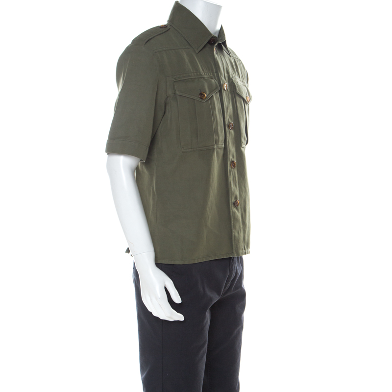 

Burberry Safari Green Short Sleeve Button Front Shirt