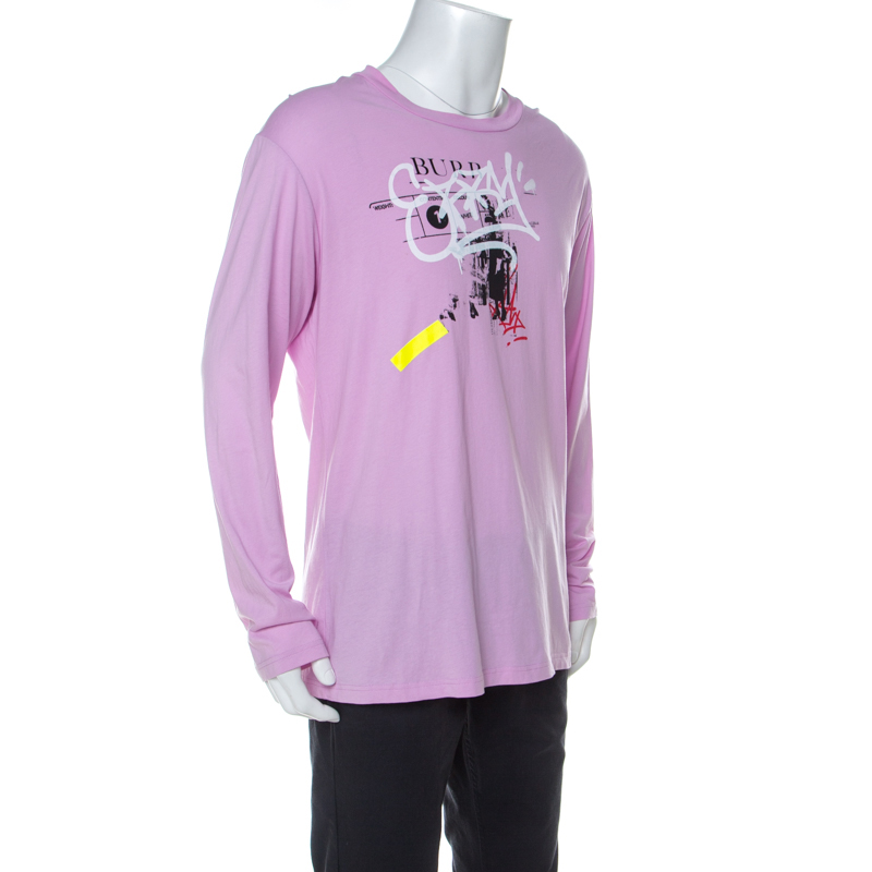 

Burberry Mauve Cotton Graffiti Print Long Sleeve T-Shirt, Purple