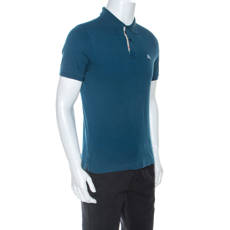 

Burberry London Teal Blue Cotton Polo T-shirt