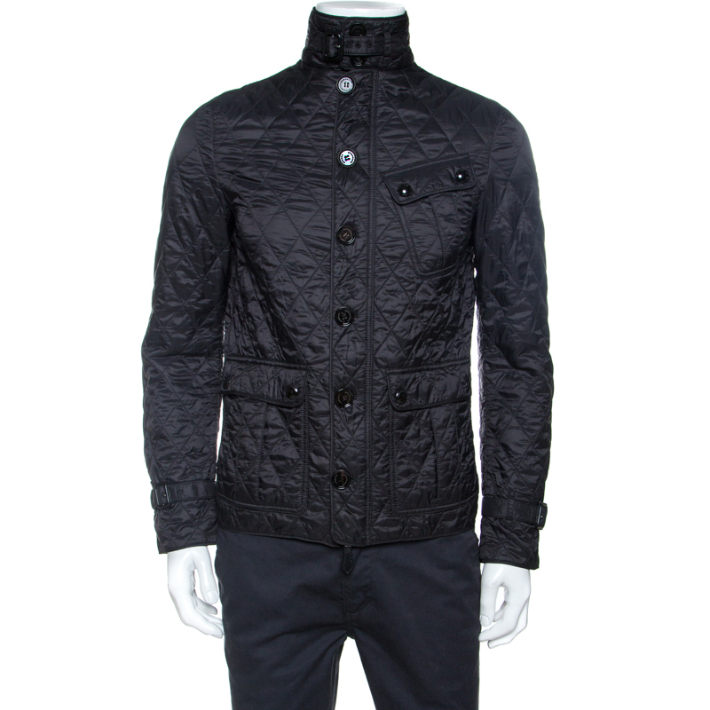 Pre Owned  Burberry Black Quilted Zip Front Jacket S