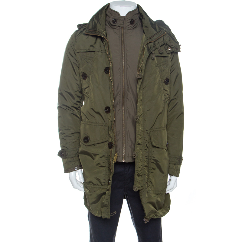 

Burberry Military Green Quilted Double Layered Jacket