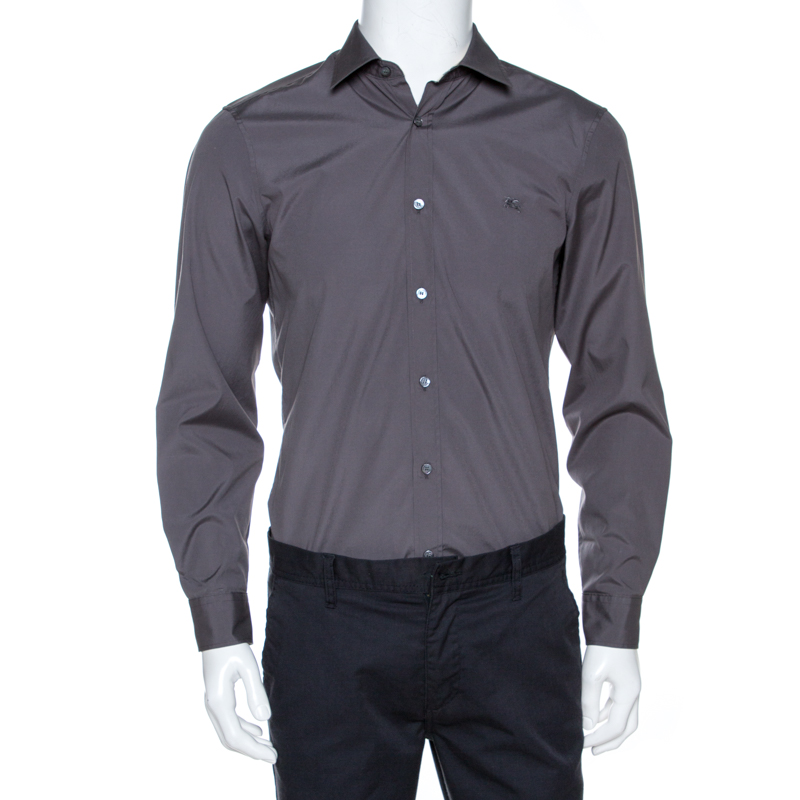 مملوكة مسبقًا Burberry Brit Grey Stretch Cotton Long Sleeve Shirt M