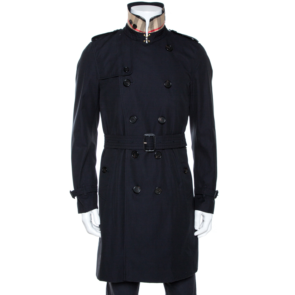 burberry navy blue trench coat