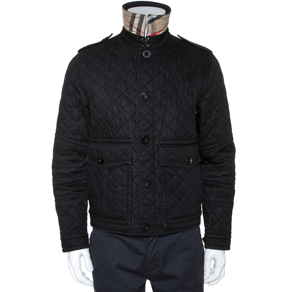 

Burberry Black Diamond Quilted Button Front Coat