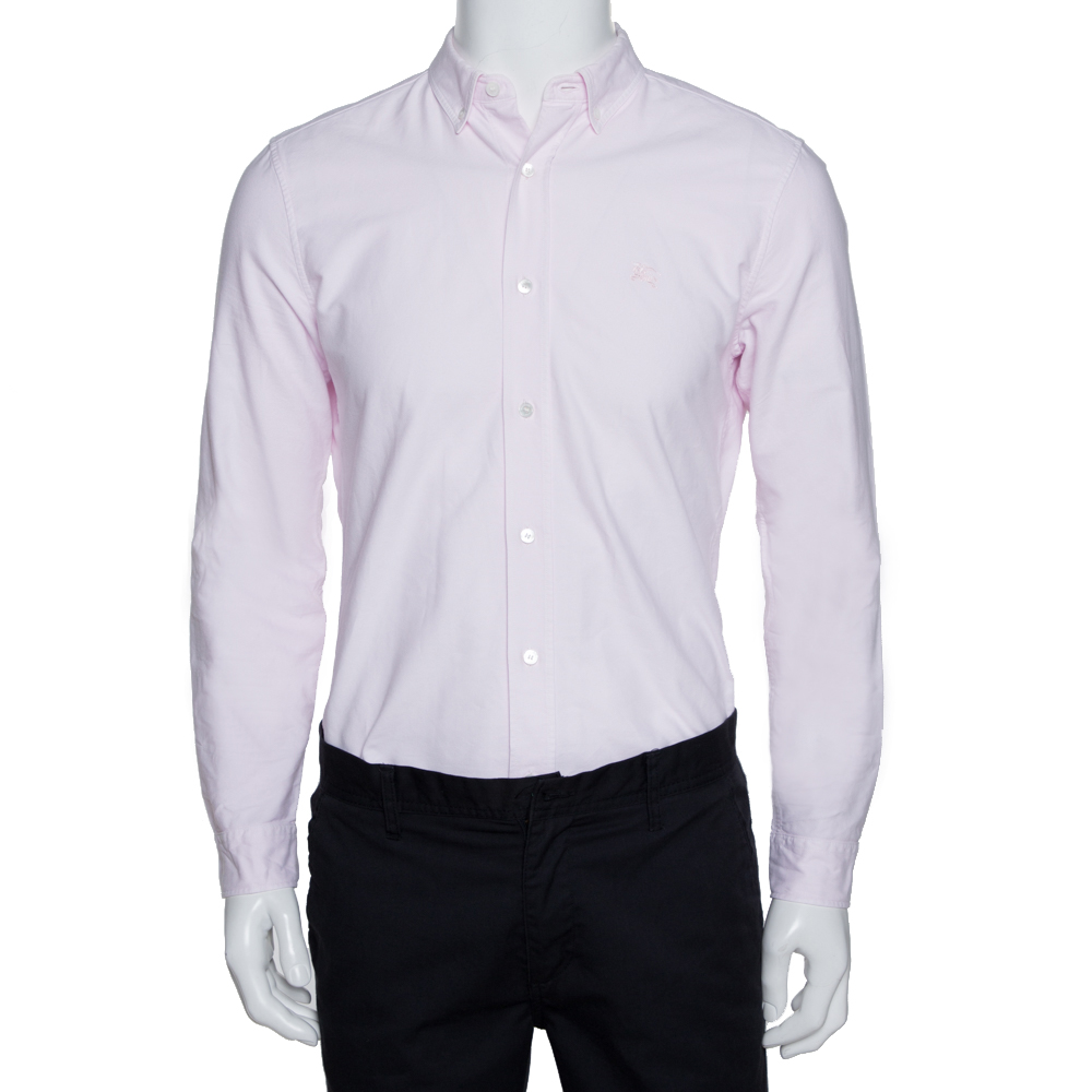 مملوكة مسبقًا Burberry Brit Light Pink Cotton Button Down Long Sleeve Shirt M