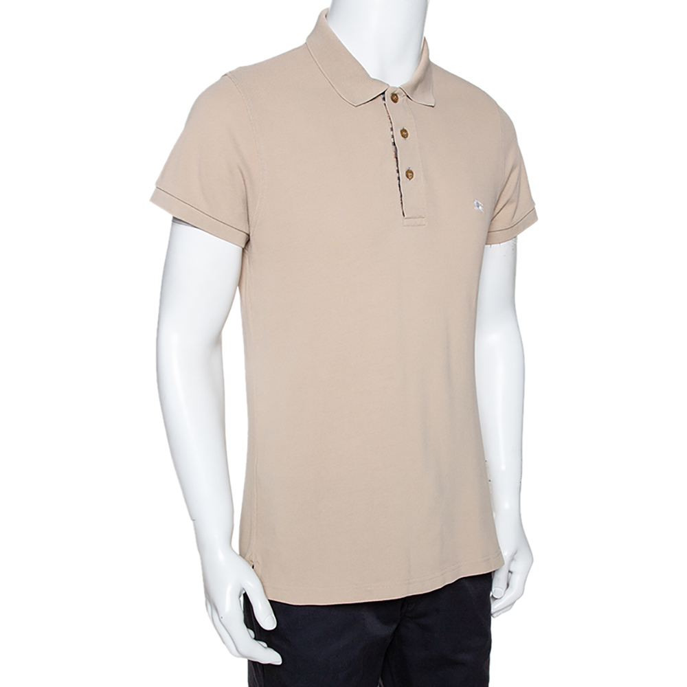

Burberry Beige Cotton Pique Short Sleeve Polo T-Shirt