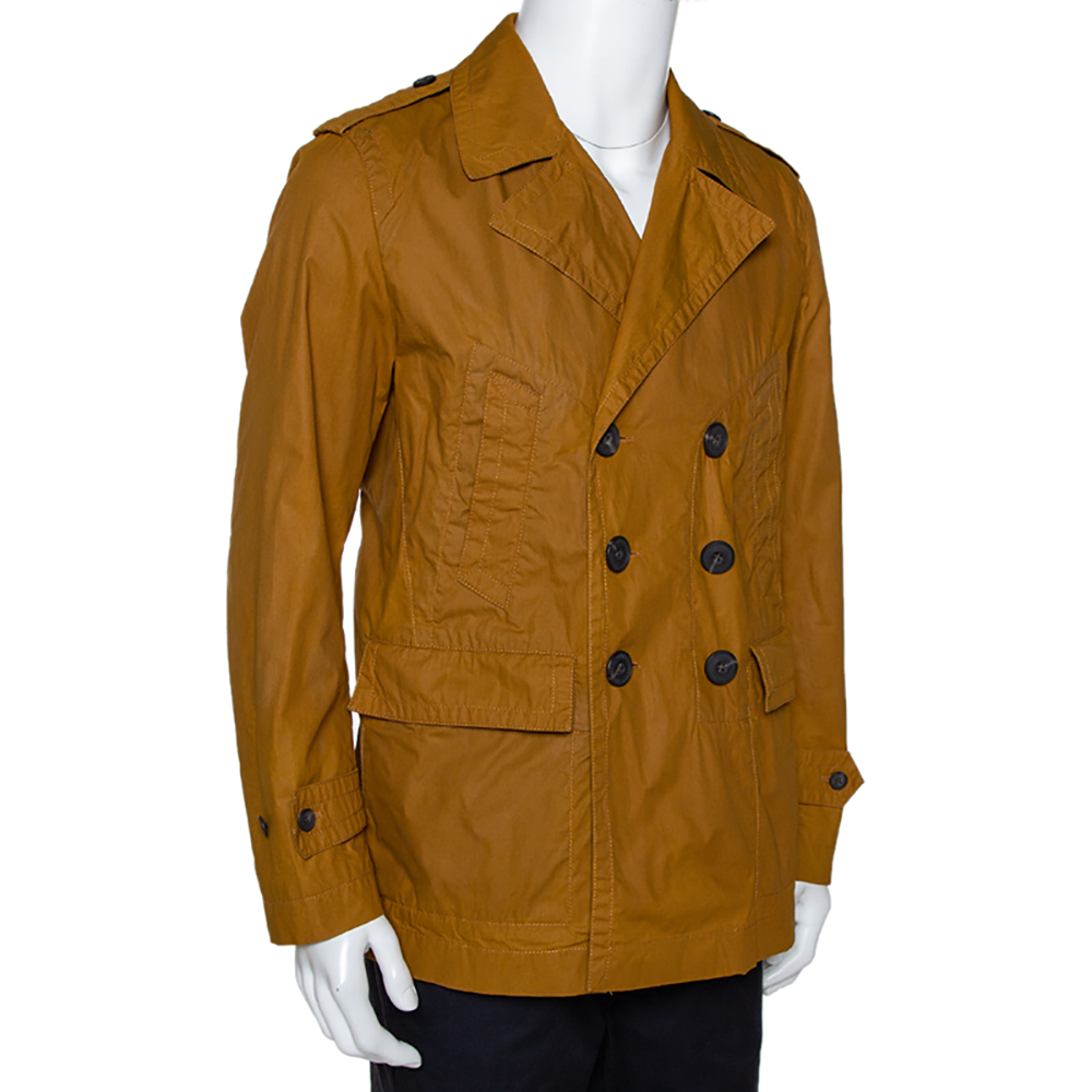 

Burberry Malt Coated Cotton Folgate Double Breasted Coat, Yellow