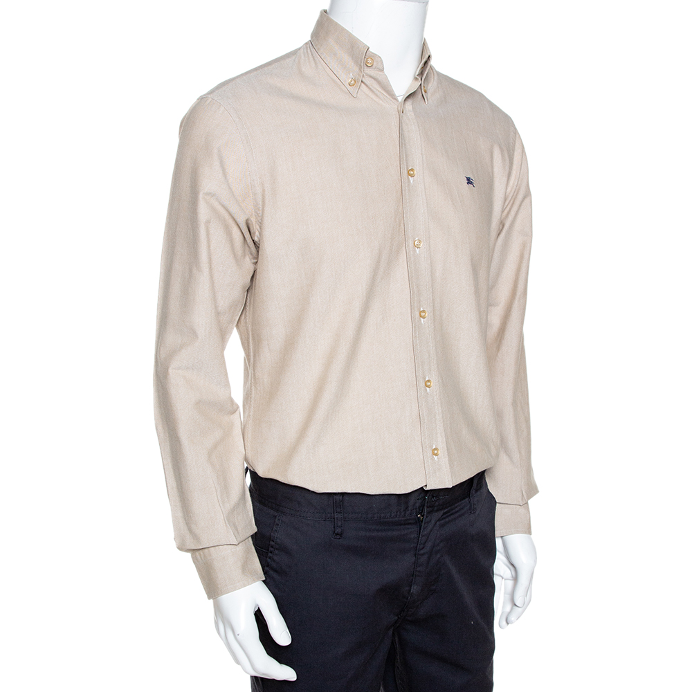 

Burberry Beige Chambray Cotton Button Down Long Sleeve Shirt