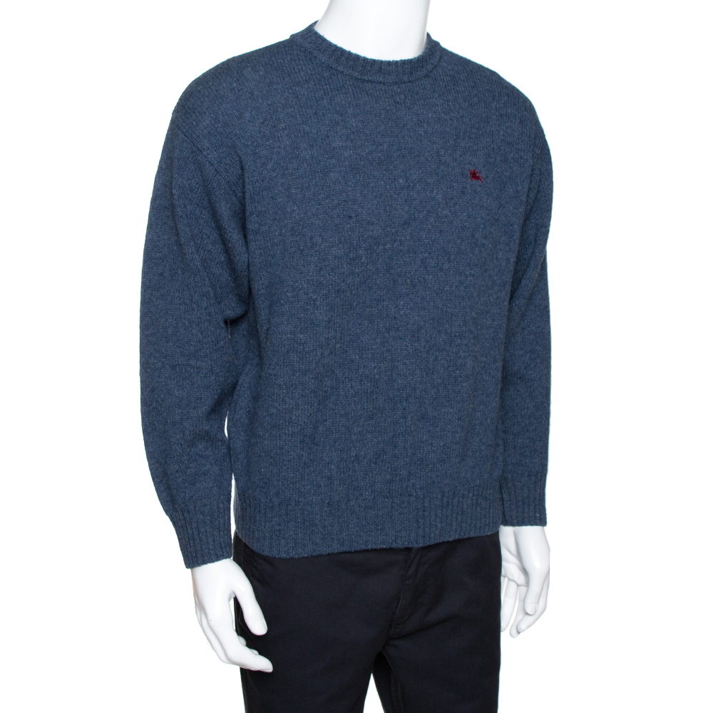 

Burberry Navy Blue Wool Crew Neck Sweater