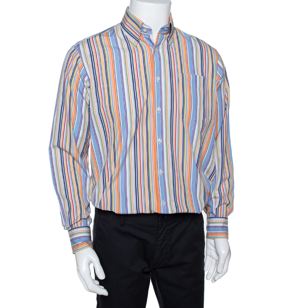 

Burberry Multicolor Striped Cotton Button Down Long Sleeve Shirt