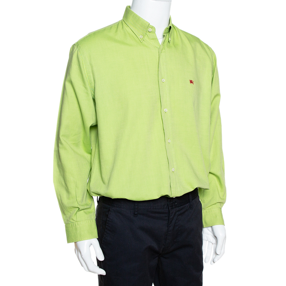

Burberry Vintage Green Cotton Long Sleeve Button Down Shirt