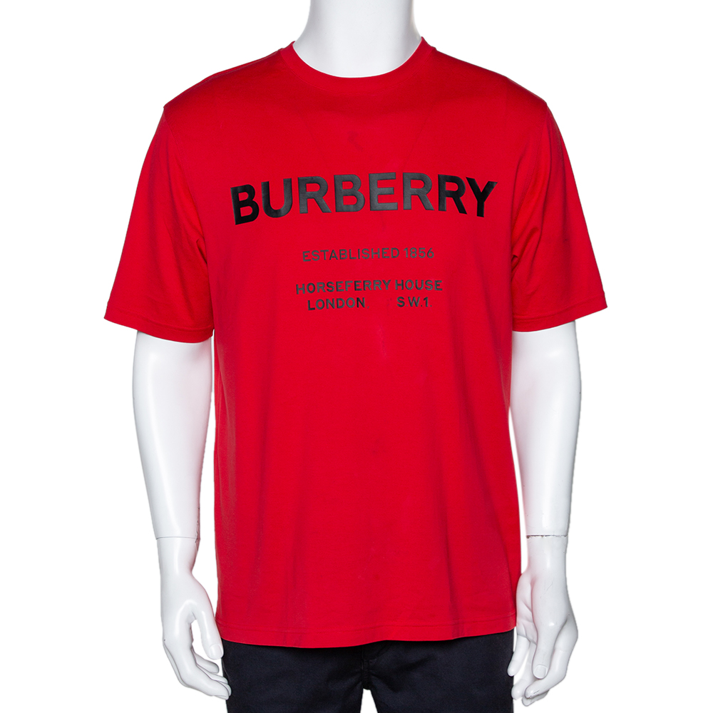 Burberry Red Cotton Horseferry Print Crew Neck T Shirt M Burberry | TLC