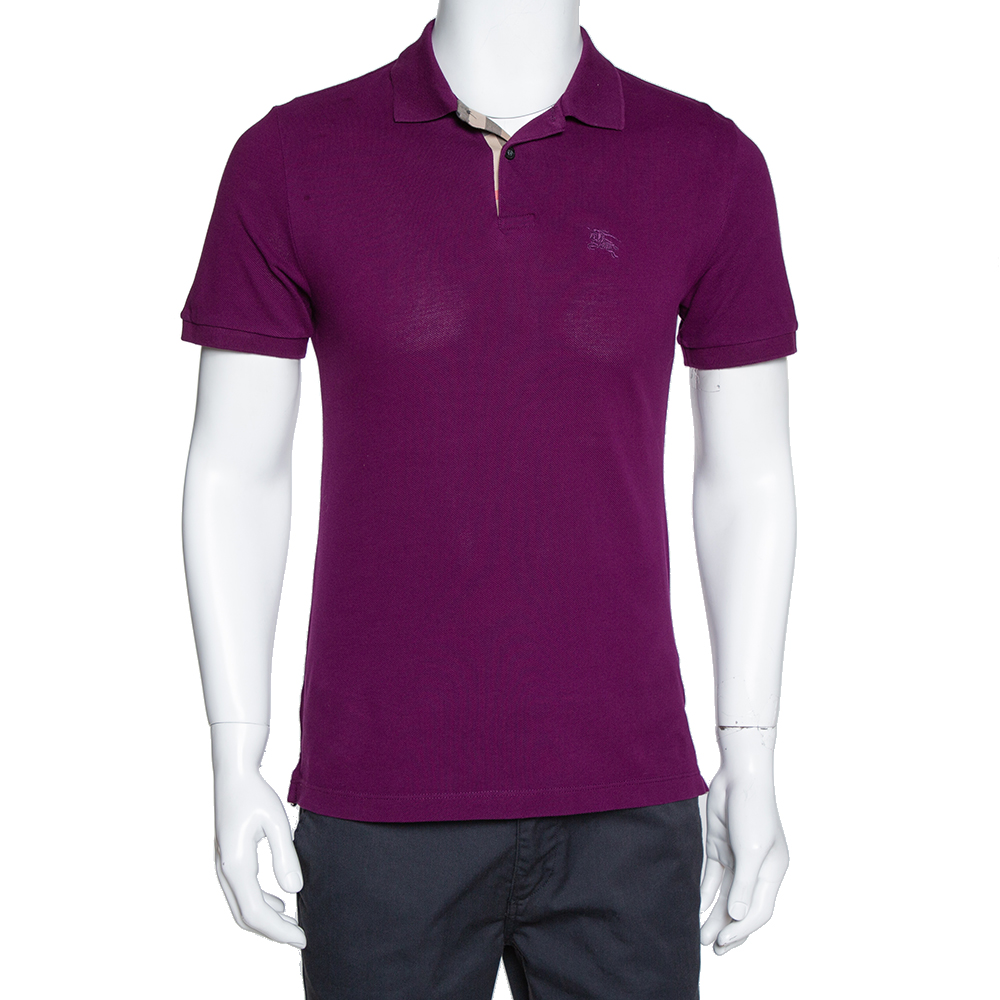 Burberry Brit Purple Cotton Pique Logo Embroidered Polo T Shirt S ...