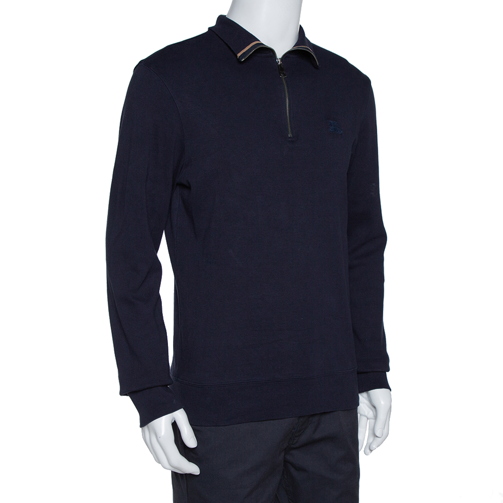 

Burberry Brit Navy Blue Cotton Admiral Half Zip Pullover