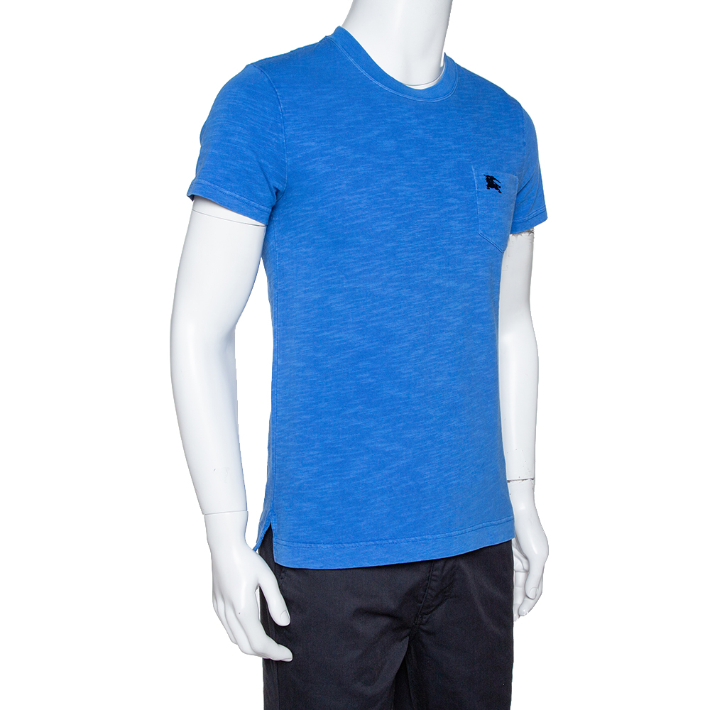 

Burberry Brit Blue Cotton Knit Logo Hardware Detail T Shirt
