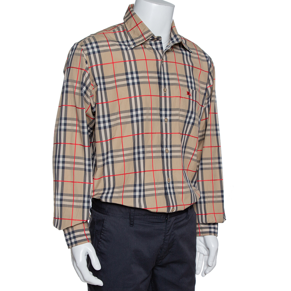 

Burberry Beige Nova Check Cotton Button Down Shirt