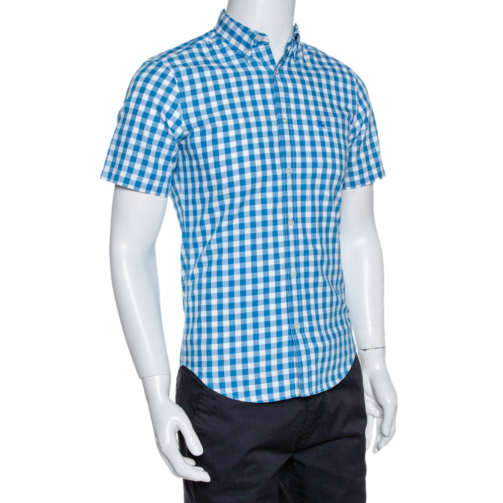 

Burberry Blue Gingham Check Cotton Short Sleeve Shirt